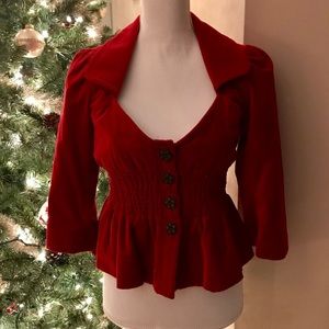 Jackets & Coats - Red Velvet Jacket by Anthropologie Elevenses Jackets & Coats - Red Velvet Jacket by Anthropologie Elevenses